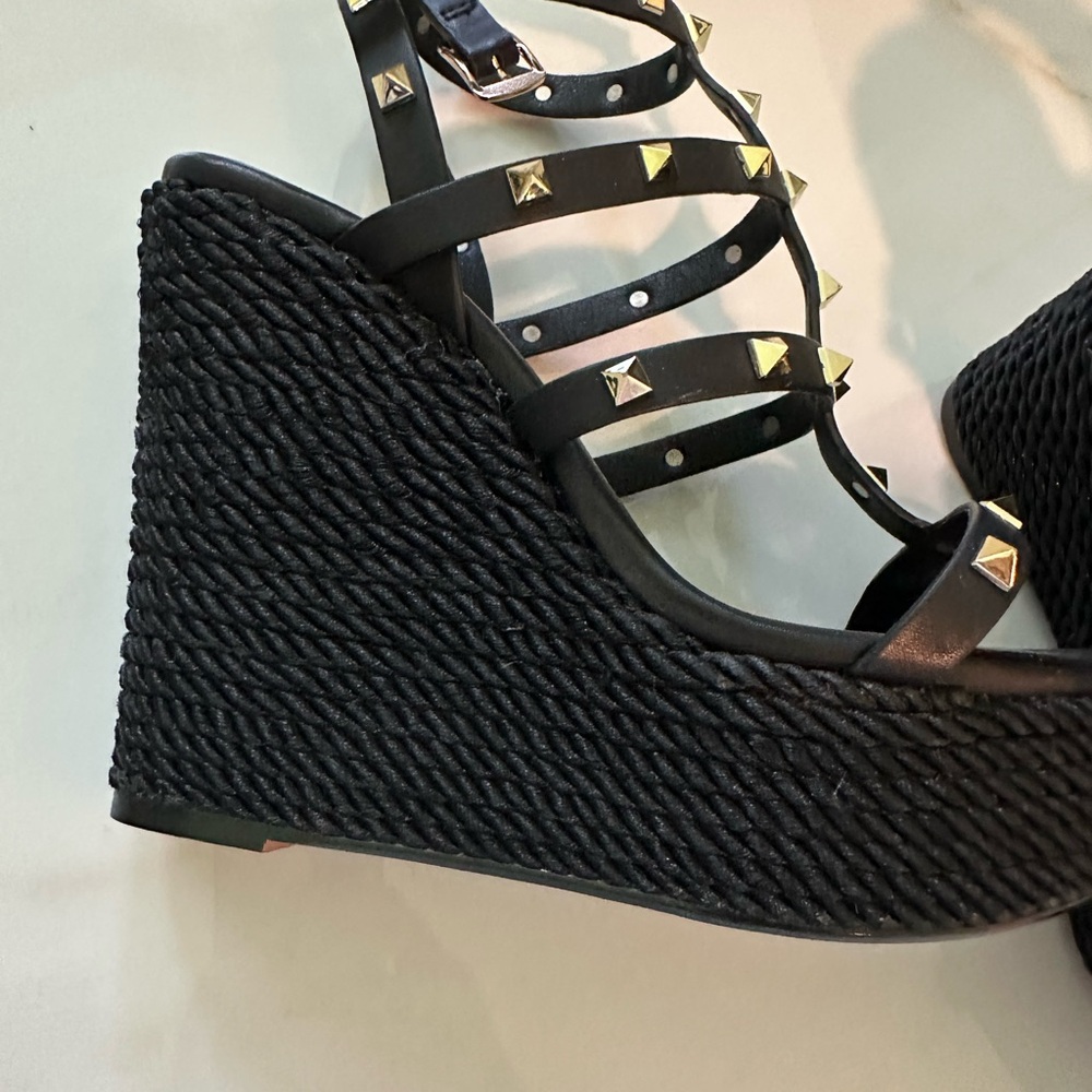 Black Studded Wedge Sandals